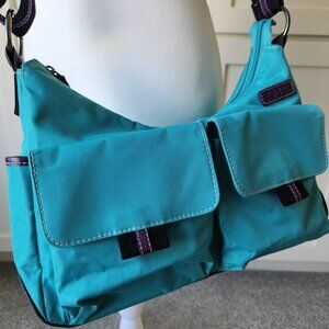 Esprit Y2K Nylon Cargo Shoulder Bag Purse Teal Pink Purple Streetwear Preppy
